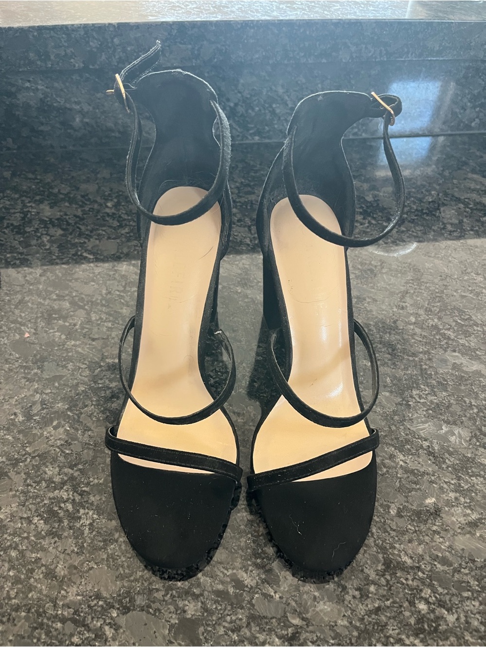Black Strappy Ankle‑Wrap High Heel Sandals